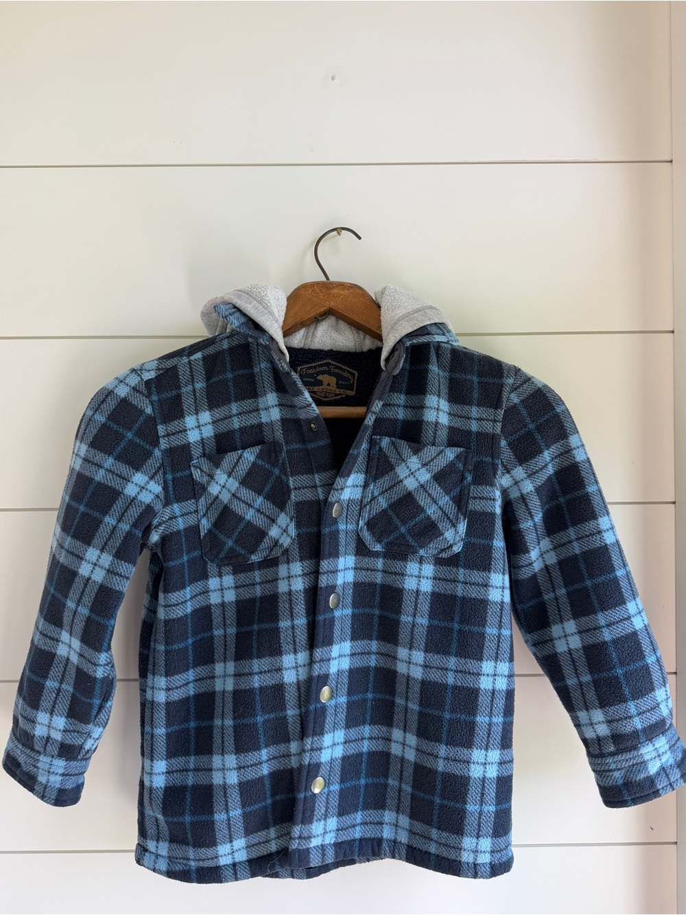 Freedom Foundry Boys Plaid Sherpa Hooded Jacket 5/6